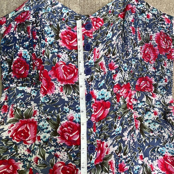 Vintage Romantic Peony Garden Floral Wide Short Romper Jumpsuit - Picture 11 of 12